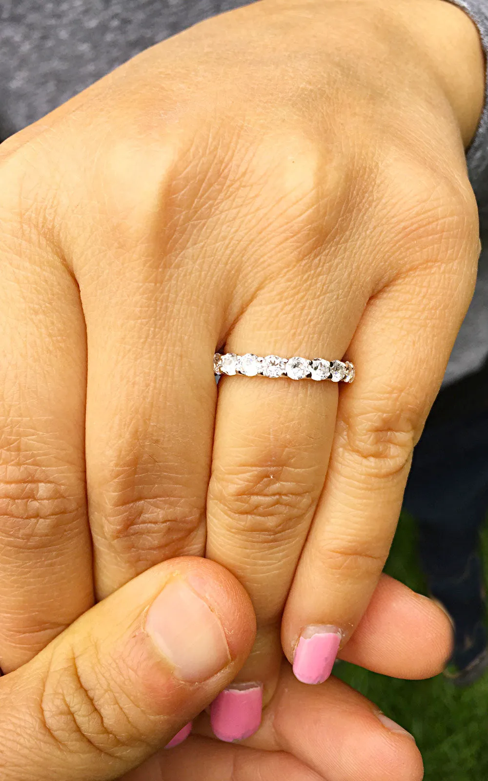2.00 Carat Women's 14k Solid white gold Round cut eternity diamond band anniversary Wedding, Anniversary, Bridal Natural Diamonds