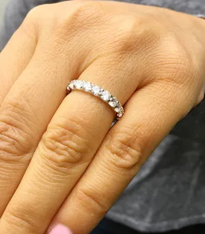 2.00 Carat Women's 14k Solid white gold Round cut eternity diamond band anniversary Wedding, Anniversary, Bridal Natural Diamonds