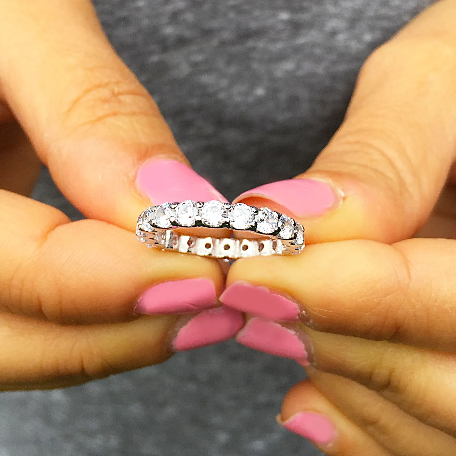 2.00 Carat Women's 14k Solid white gold Round cut eternity diamond band anniversary Wedding, Anniversary, Bridal Natural Diamonds