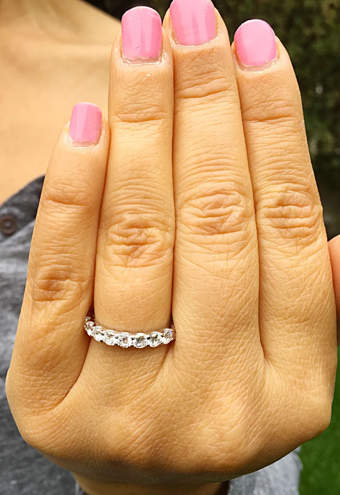 2.00 Carat Women's 14k Solid white gold Round cut eternity diamond band anniversary Wedding, Anniversary, Bridal Natural Diamonds