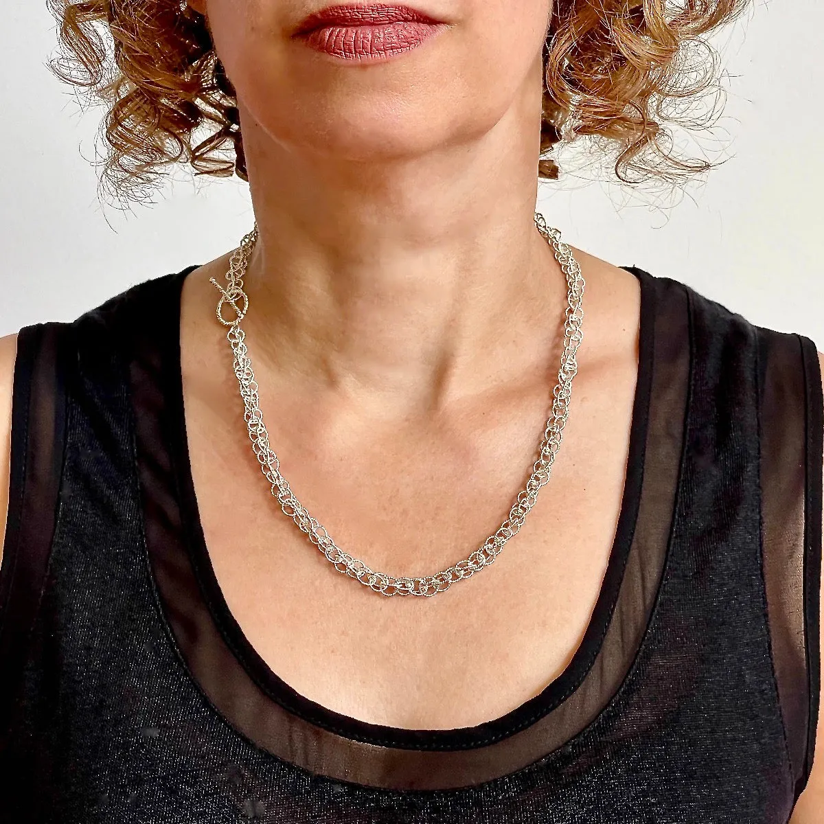 20.75" 925 Sterling Silver 7mm Spinner Necklace with Toggle Clasp