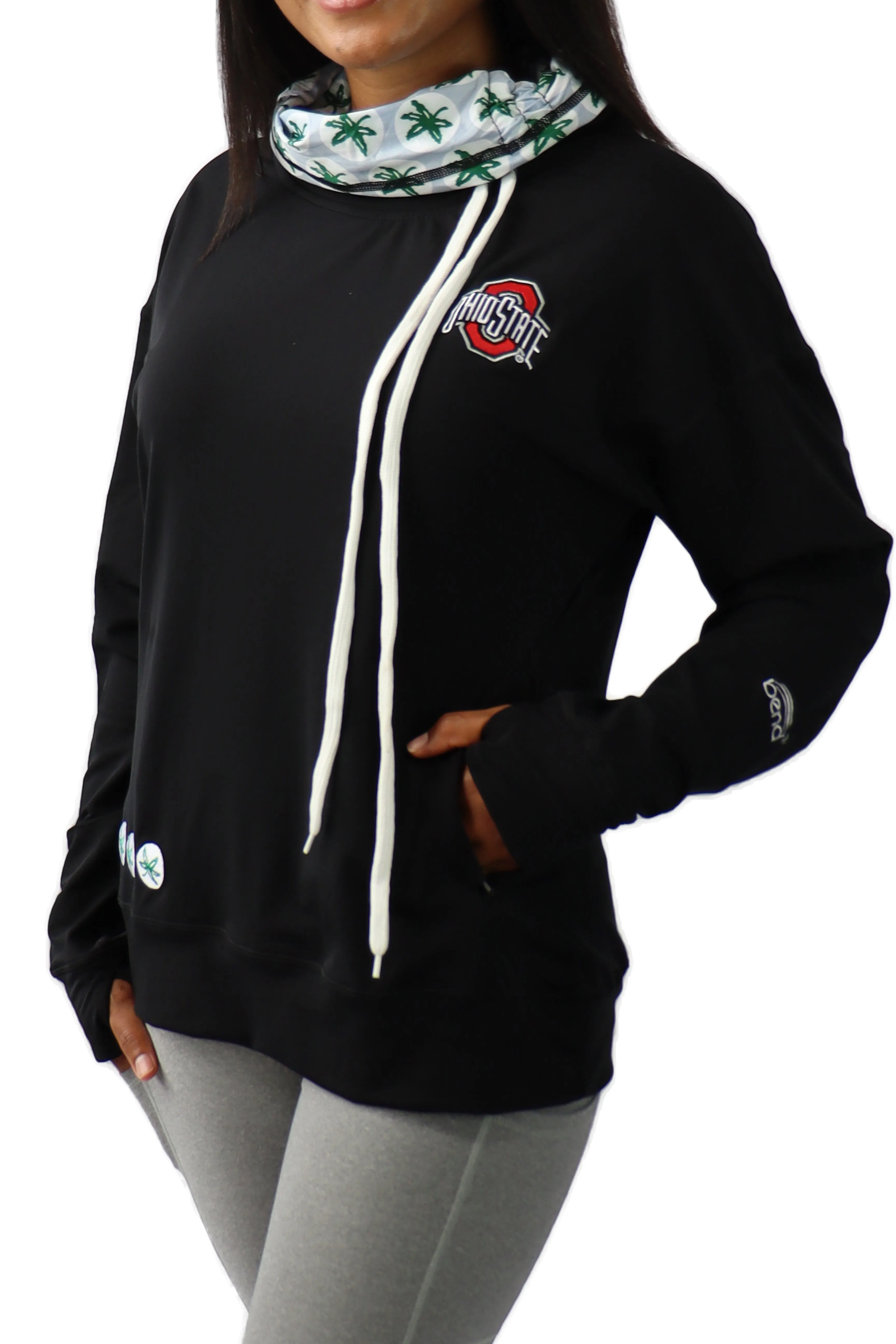 2406 - Ohio State Buckeyes Women's Mock Neck LUXE Pullover/Black