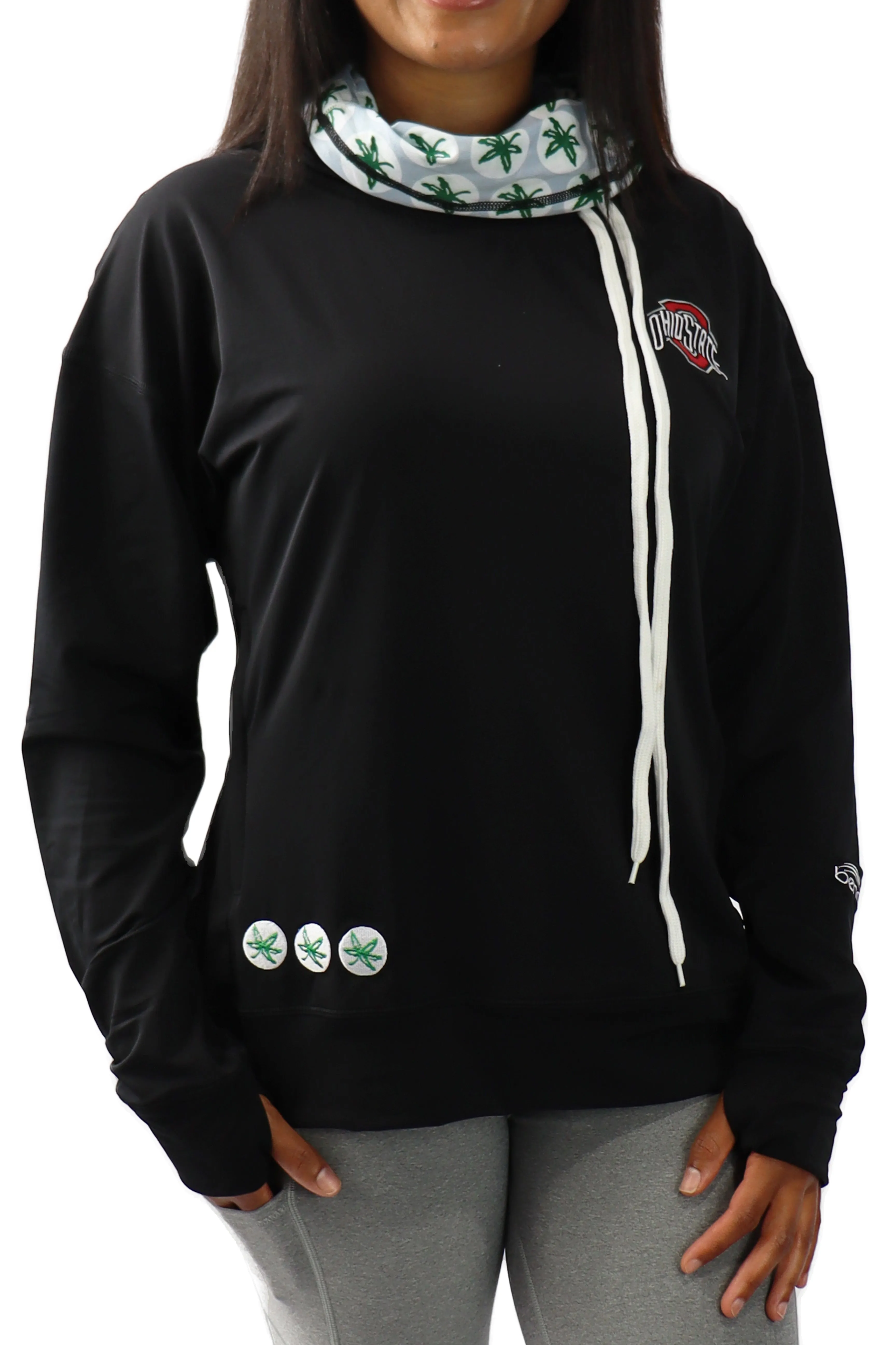 2406 - Ohio State Buckeyes Women's Mock Neck LUXE Pullover/Black