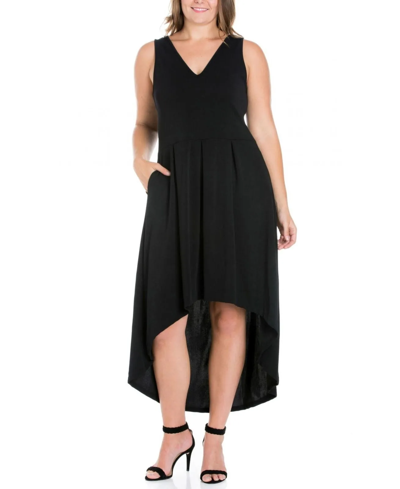 24seven Comfort Apparel Women's Plus Size High Low Party Dress P0206025