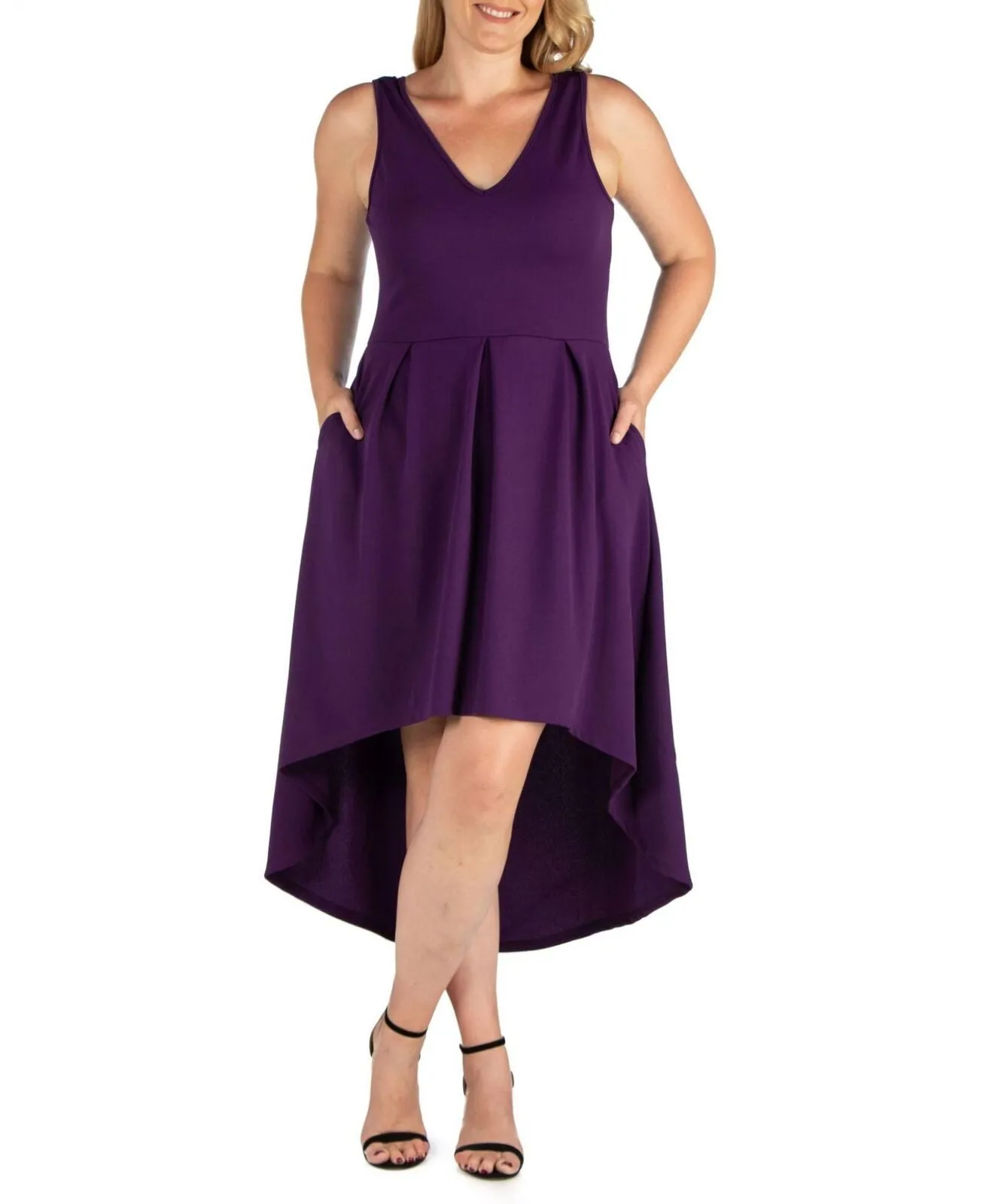 24seven Comfort Apparel Women's Plus Size High Low Party Dress P0206025