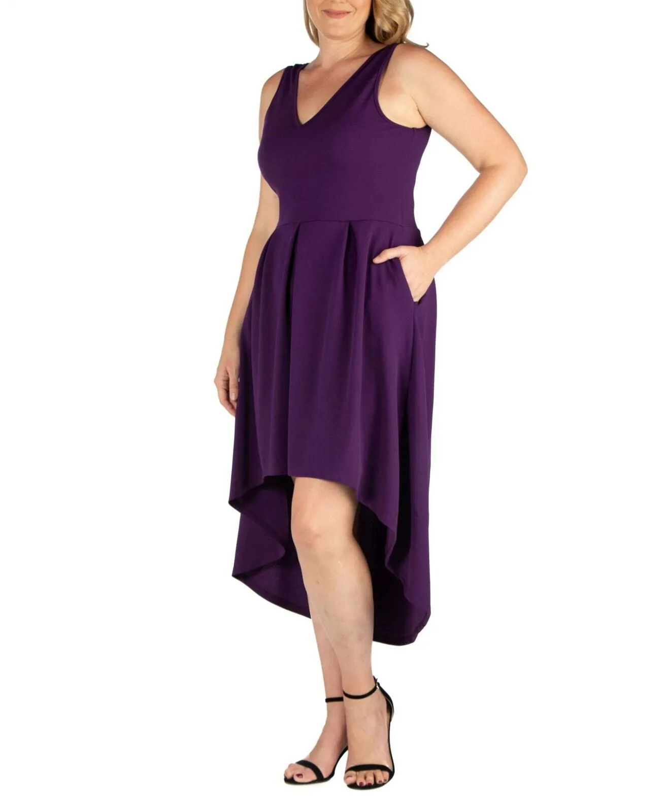 24seven Comfort Apparel Women's Plus Size High Low Party Dress P0206025