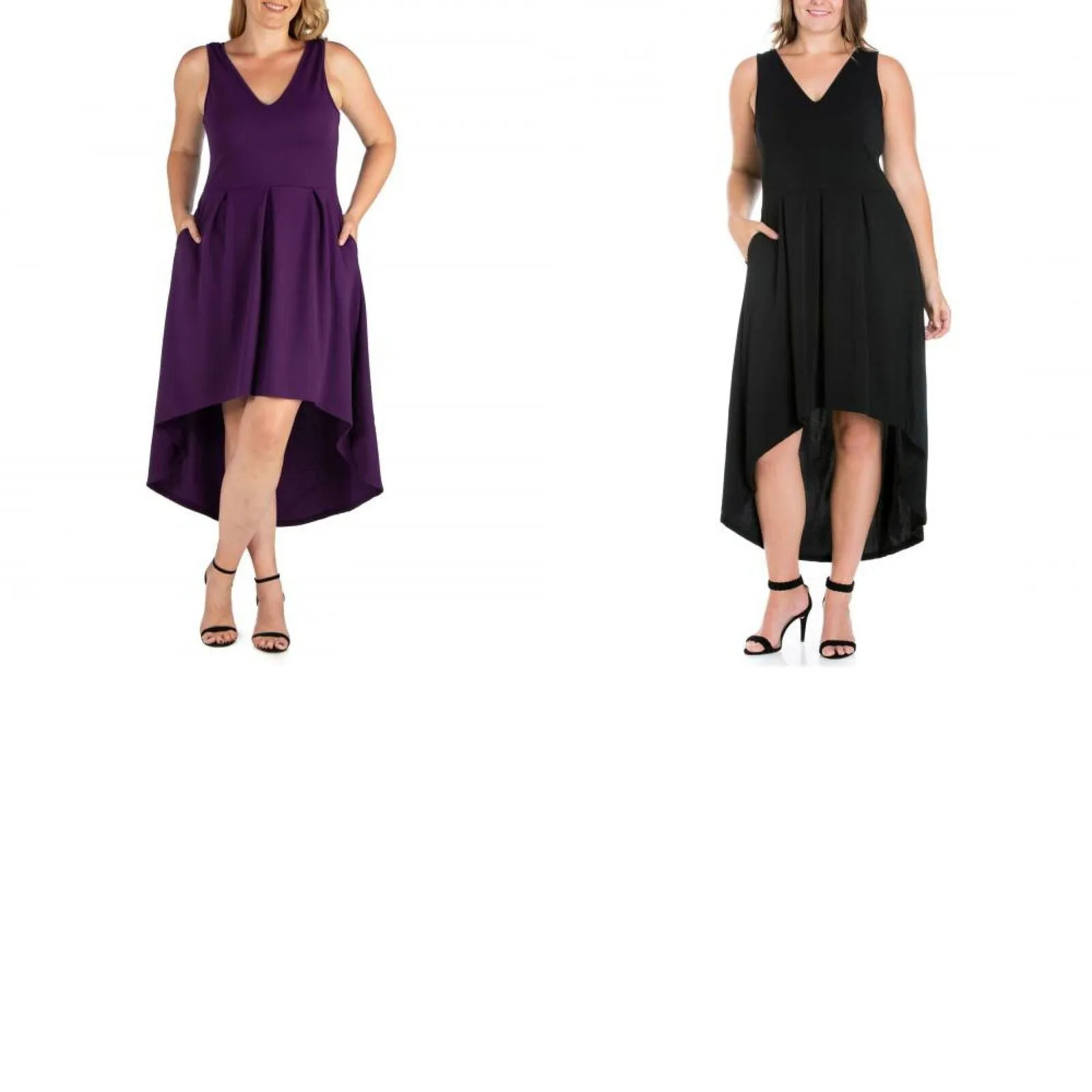 24seven Comfort Apparel Women's Plus Size High Low Party Dress P0206025