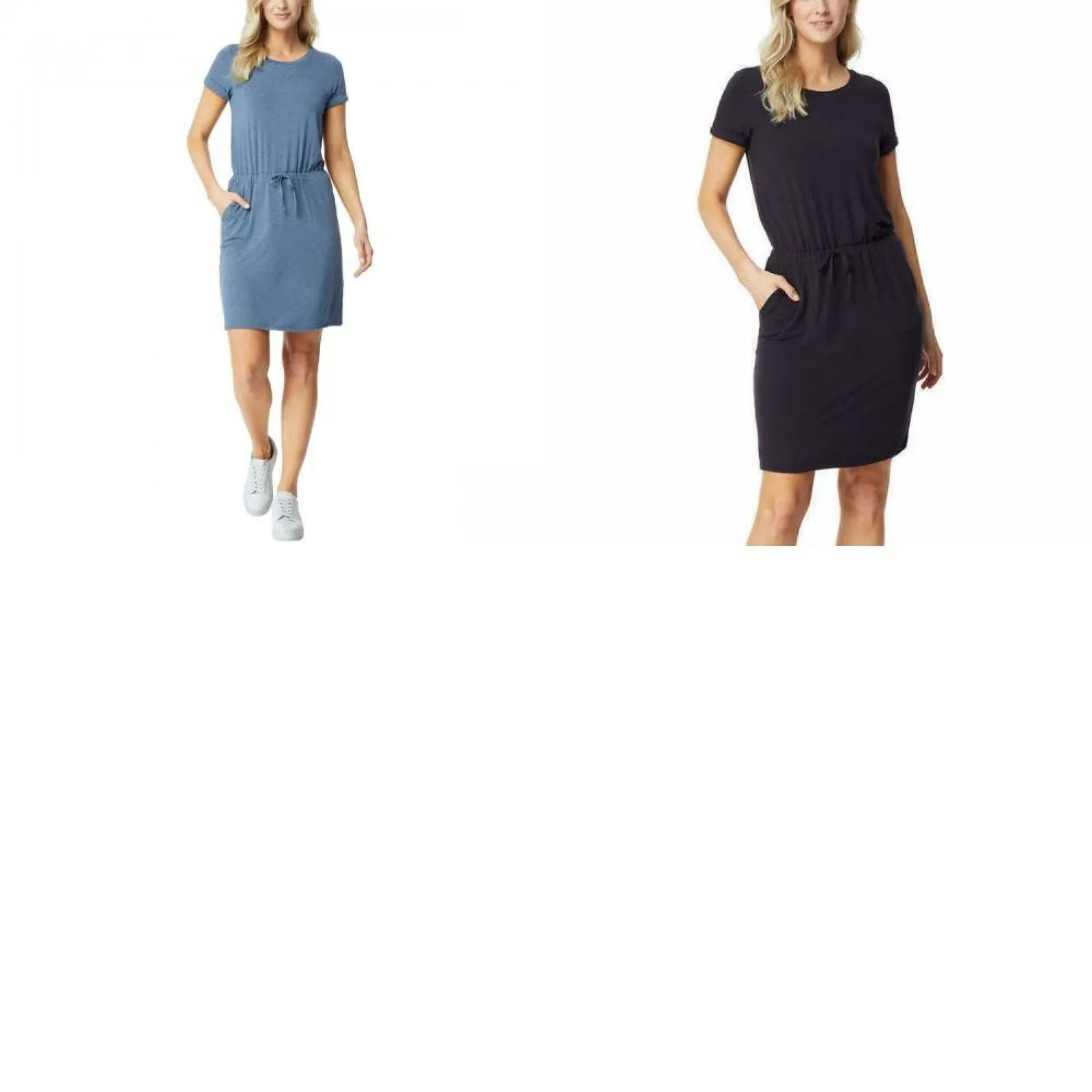 32 Degrees Women's Short Sleeve Drawstring Waist Luxe Knit Dress