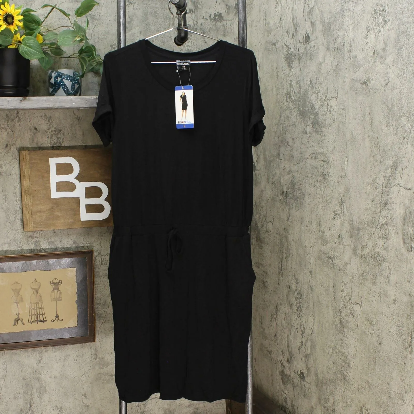 32 Degrees Women's Short Sleeve Drawstring Waist Luxe Knit Dress