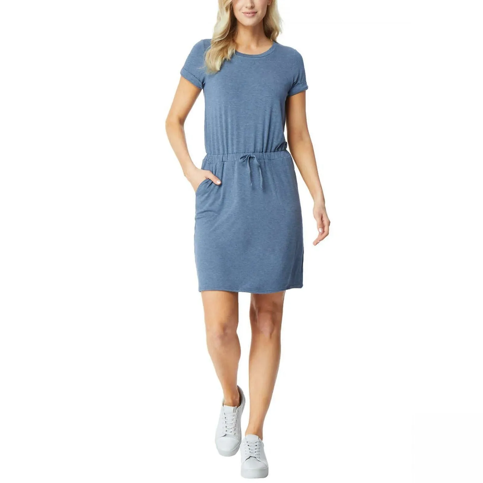 32 Degrees Women's Short Sleeve Drawstring Waist Luxe Knit Dress