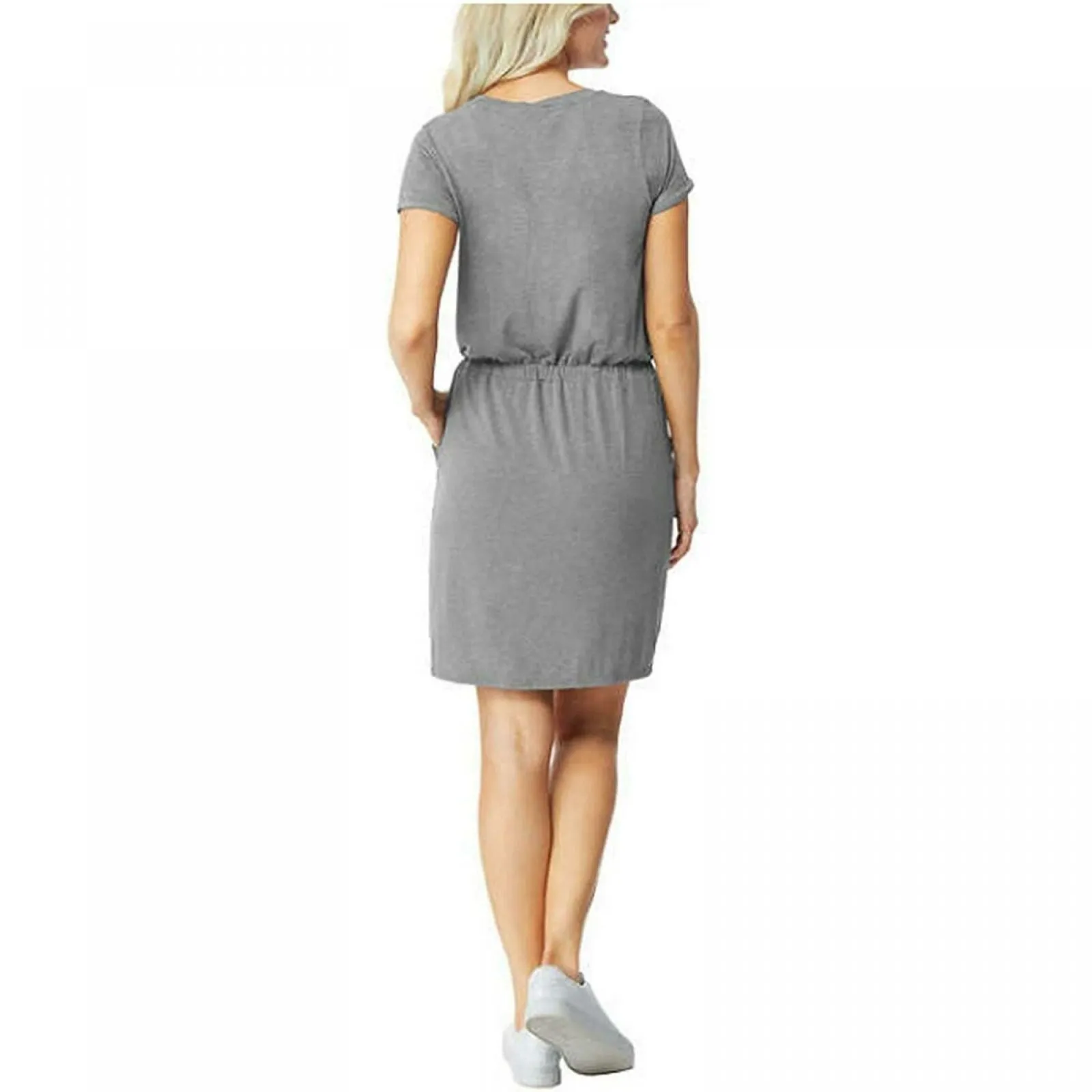 32 Degrees Women's Short Sleeve Drawstring Waist Luxe Knit Dress