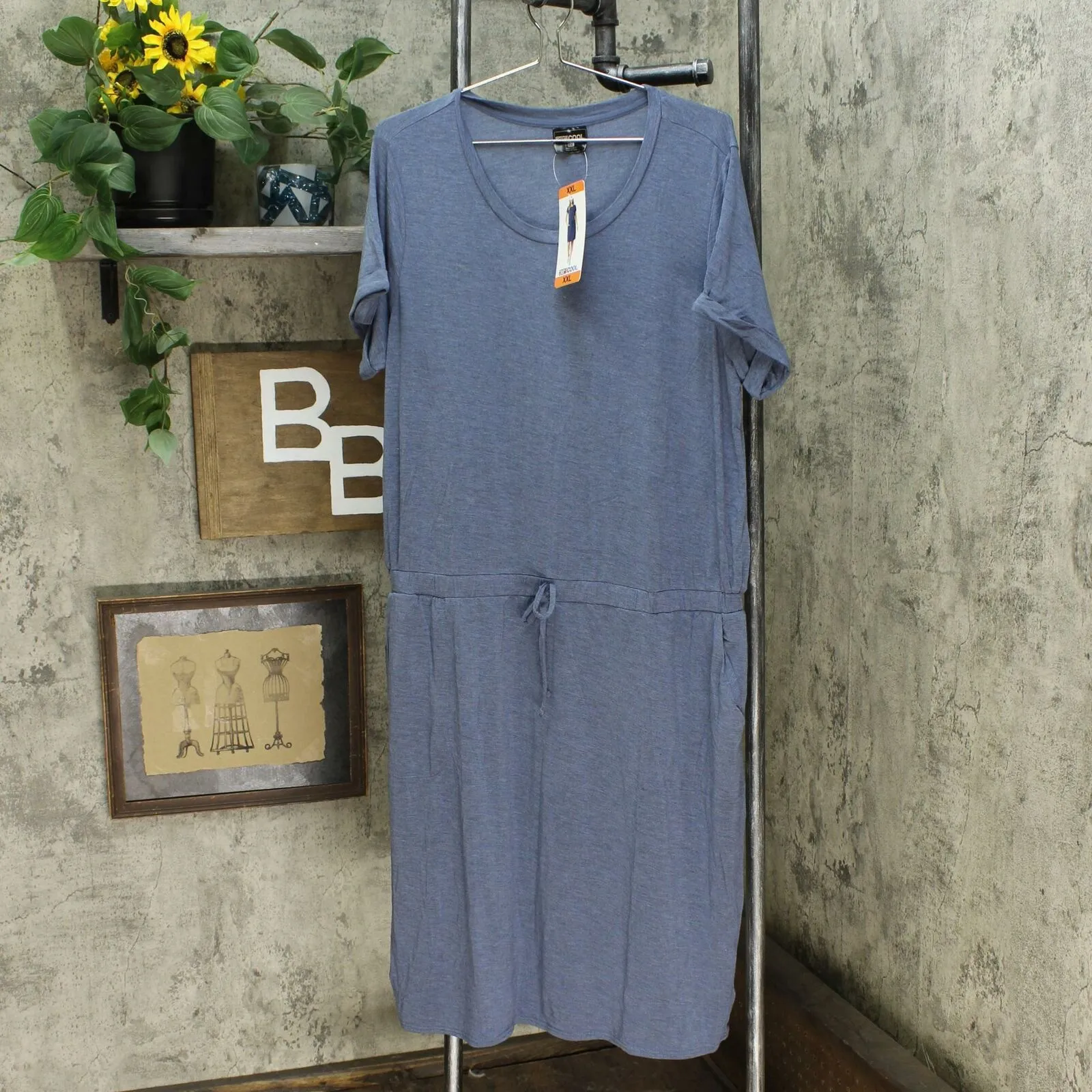 32 Degrees Women's Short Sleeve Drawstring Waist Luxe Knit Dress
