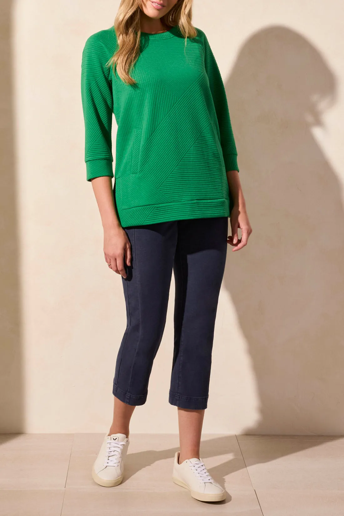3/4 Sleeve Tunic with Pockets - Kelly