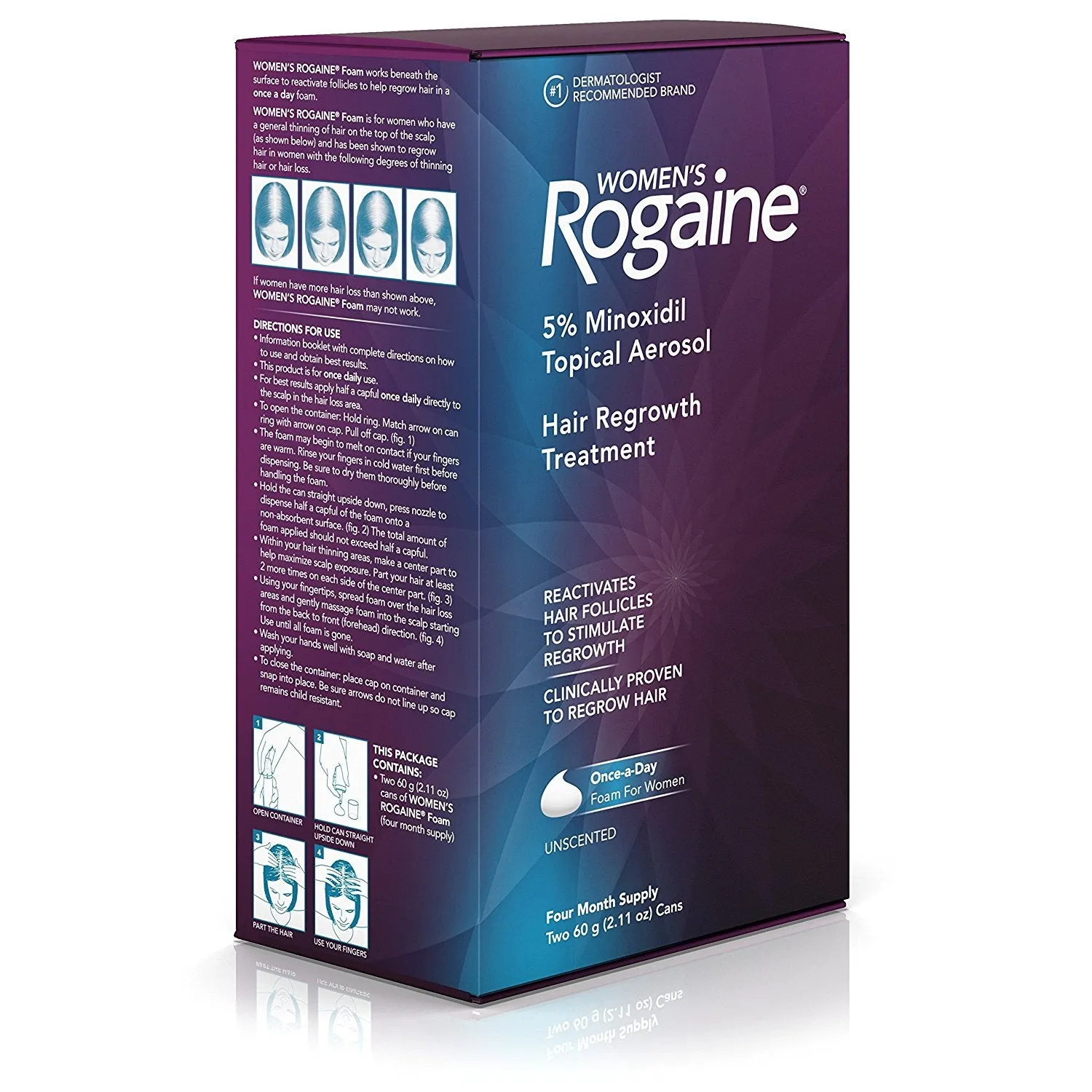 4 Month Supply Rogaine Women Once-A-Day Foam 5% Minoxidil Hair Loss