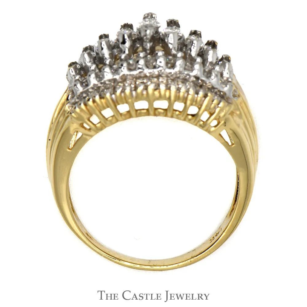 5 Row Band with 1.50cttw Marquise, Round, & Baguette Diamonds