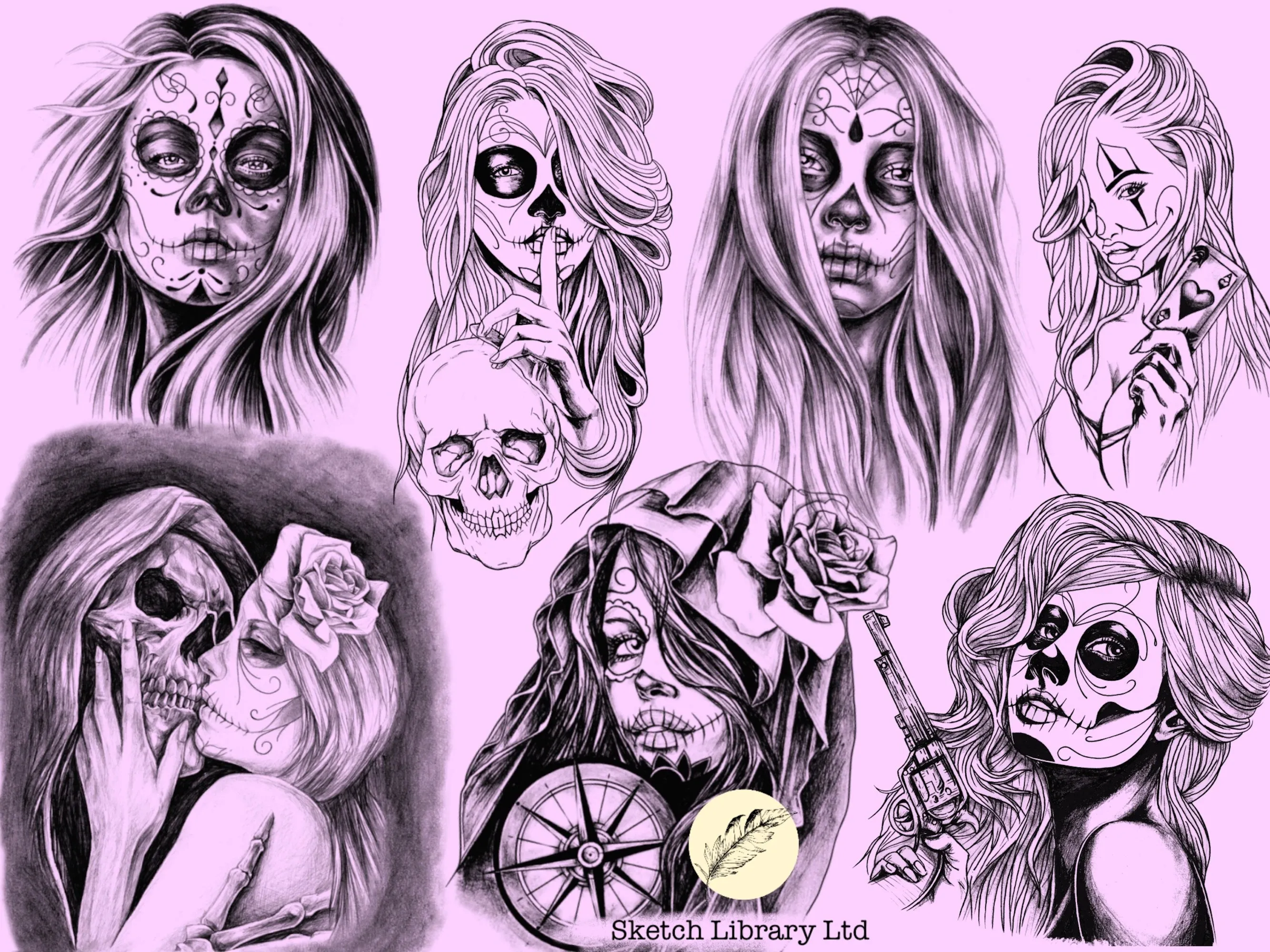 52 Girls Pack procreate brushes of Traditional Girl, Catrina, pinup