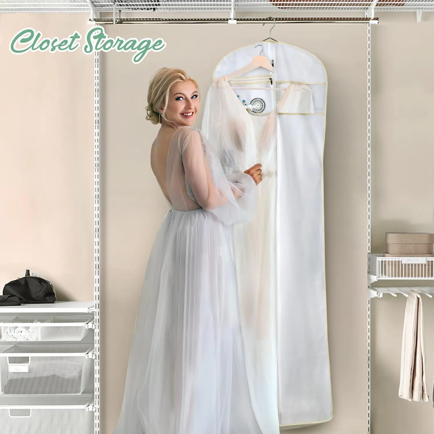 70" Wedding Gown Dress Garment Bag with Accessories Pouch