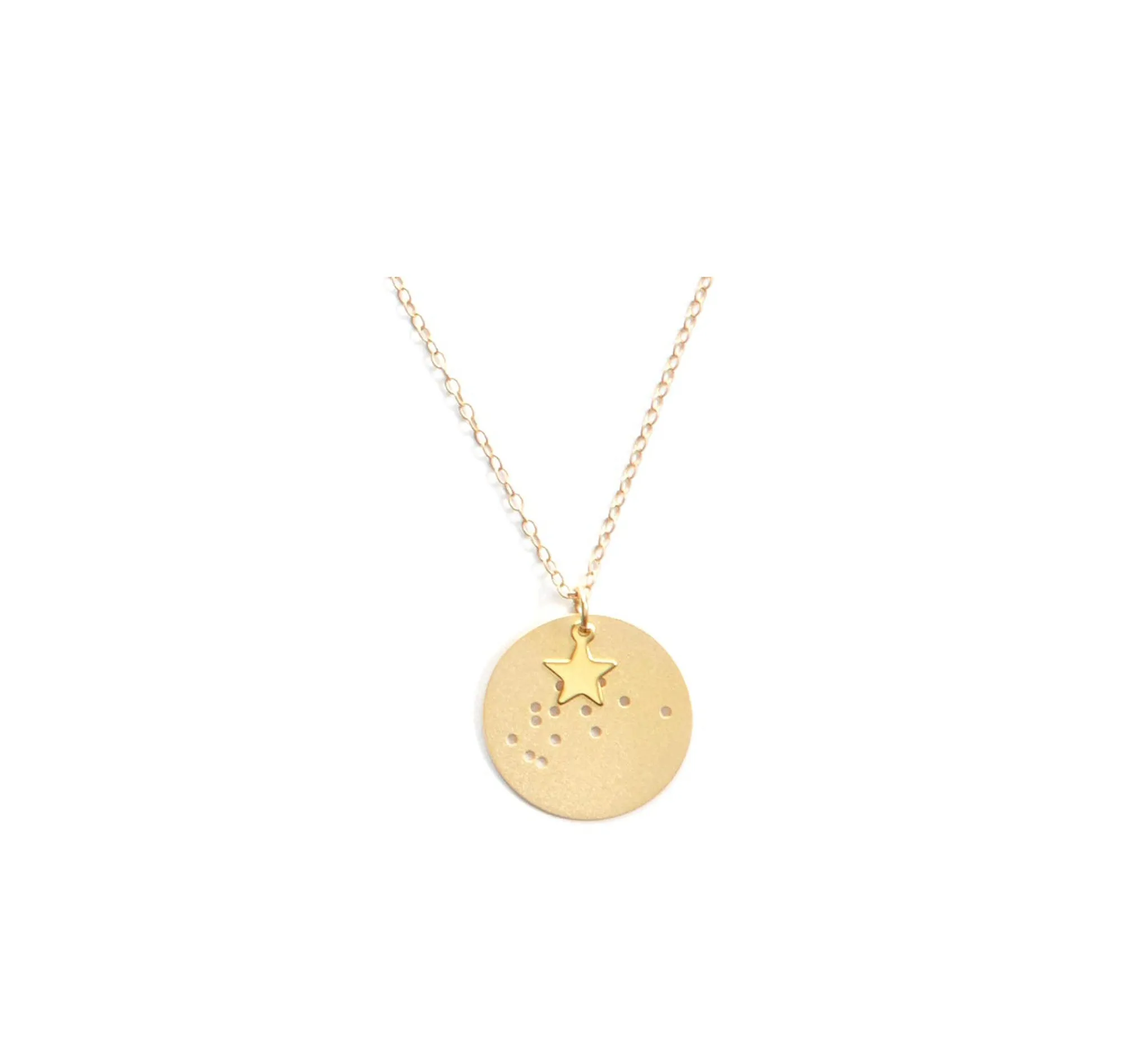 7/8" 14k Gold Dipped Zodiac Constellation Charm Necklace, All 12 Signs: Aries through Pisces