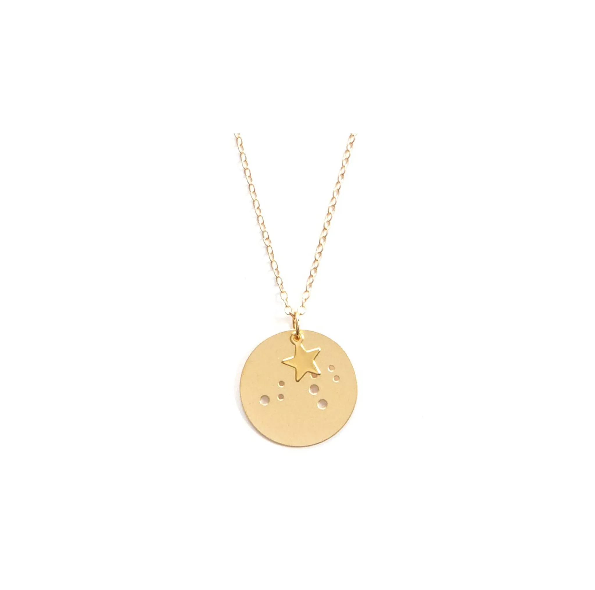 7/8" 14k Gold Dipped Zodiac Constellation Charm Necklace, All 12 Signs: Aries through Pisces