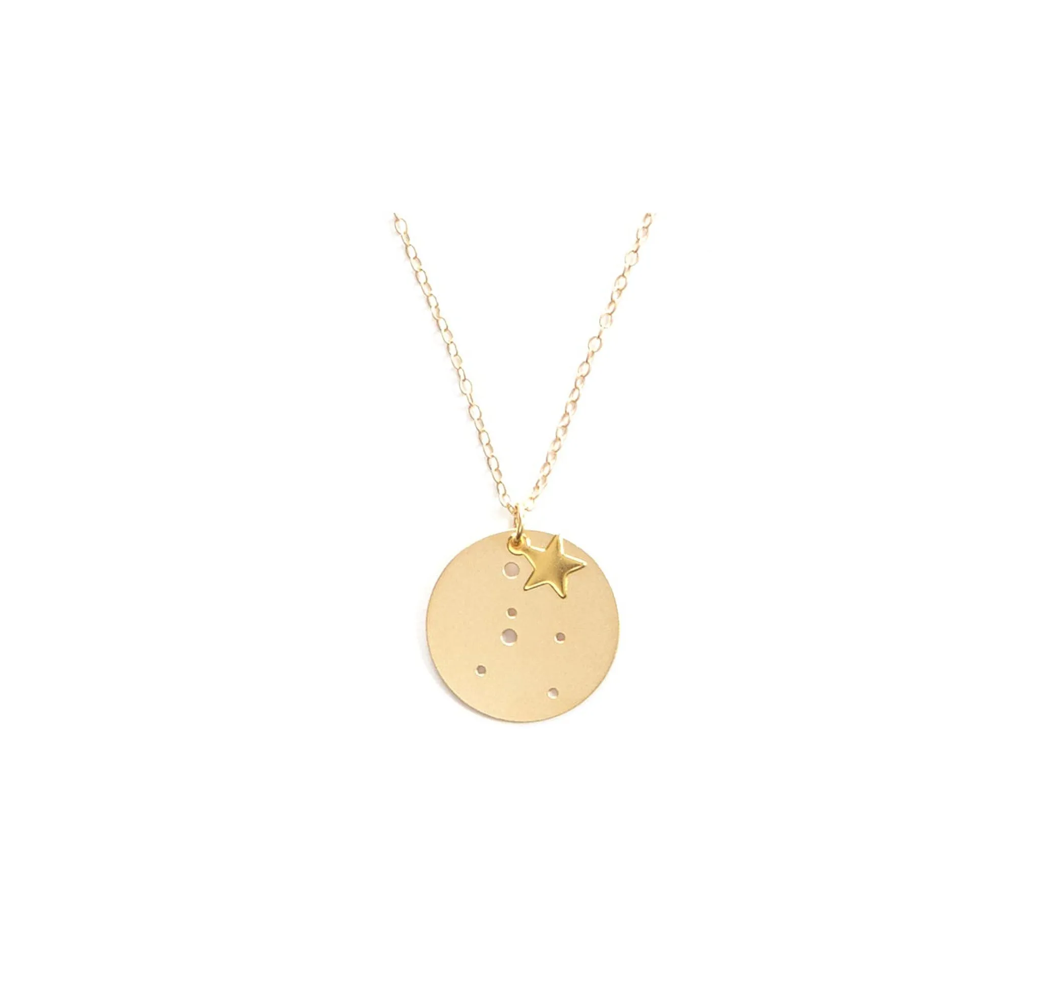 7/8" 14k Gold Dipped Zodiac Constellation Charm Necklace, All 12 Signs: Aries through Pisces