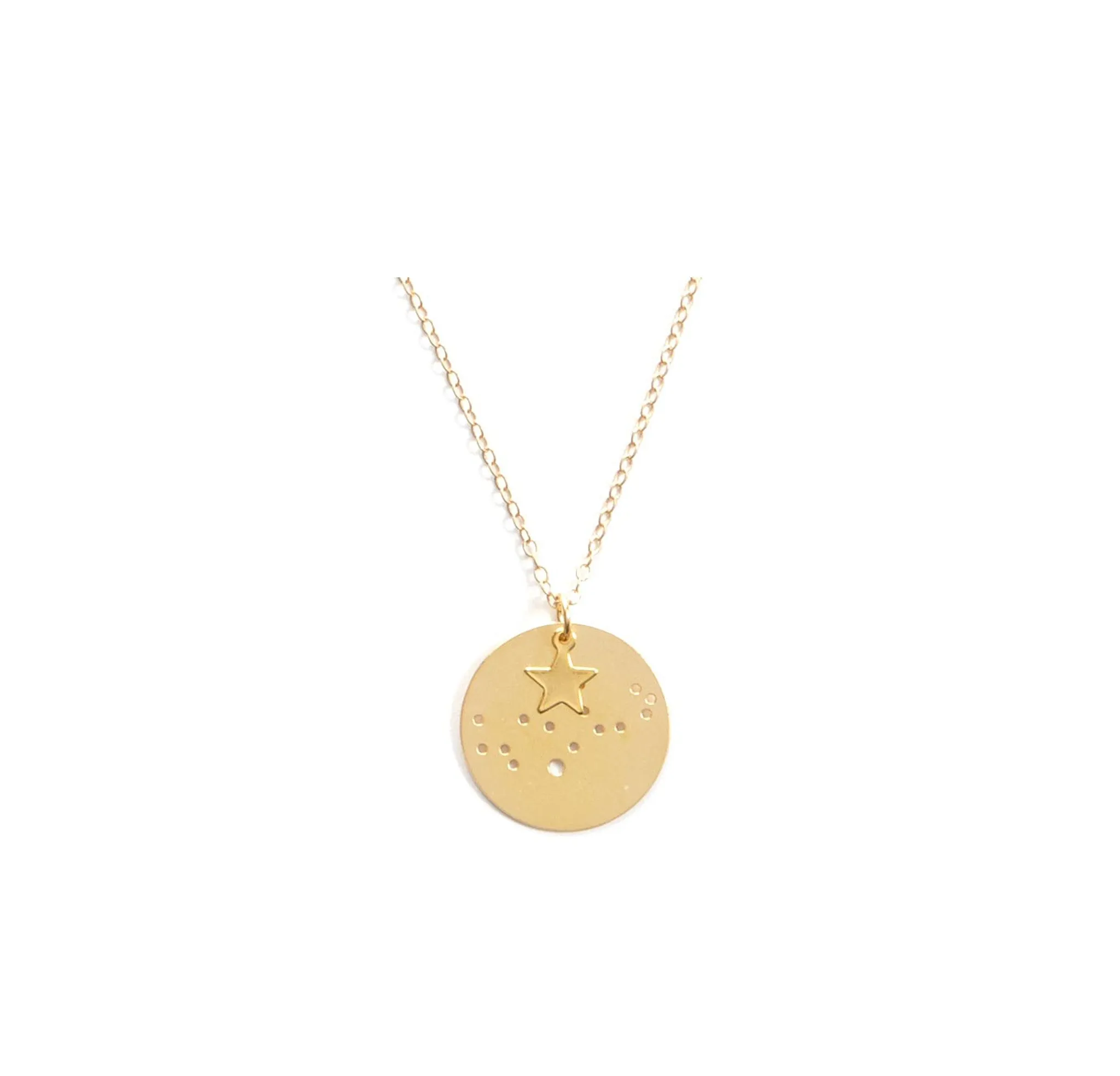7/8" 14k Gold Dipped Zodiac Constellation Charm Necklace, All 12 Signs: Aries through Pisces