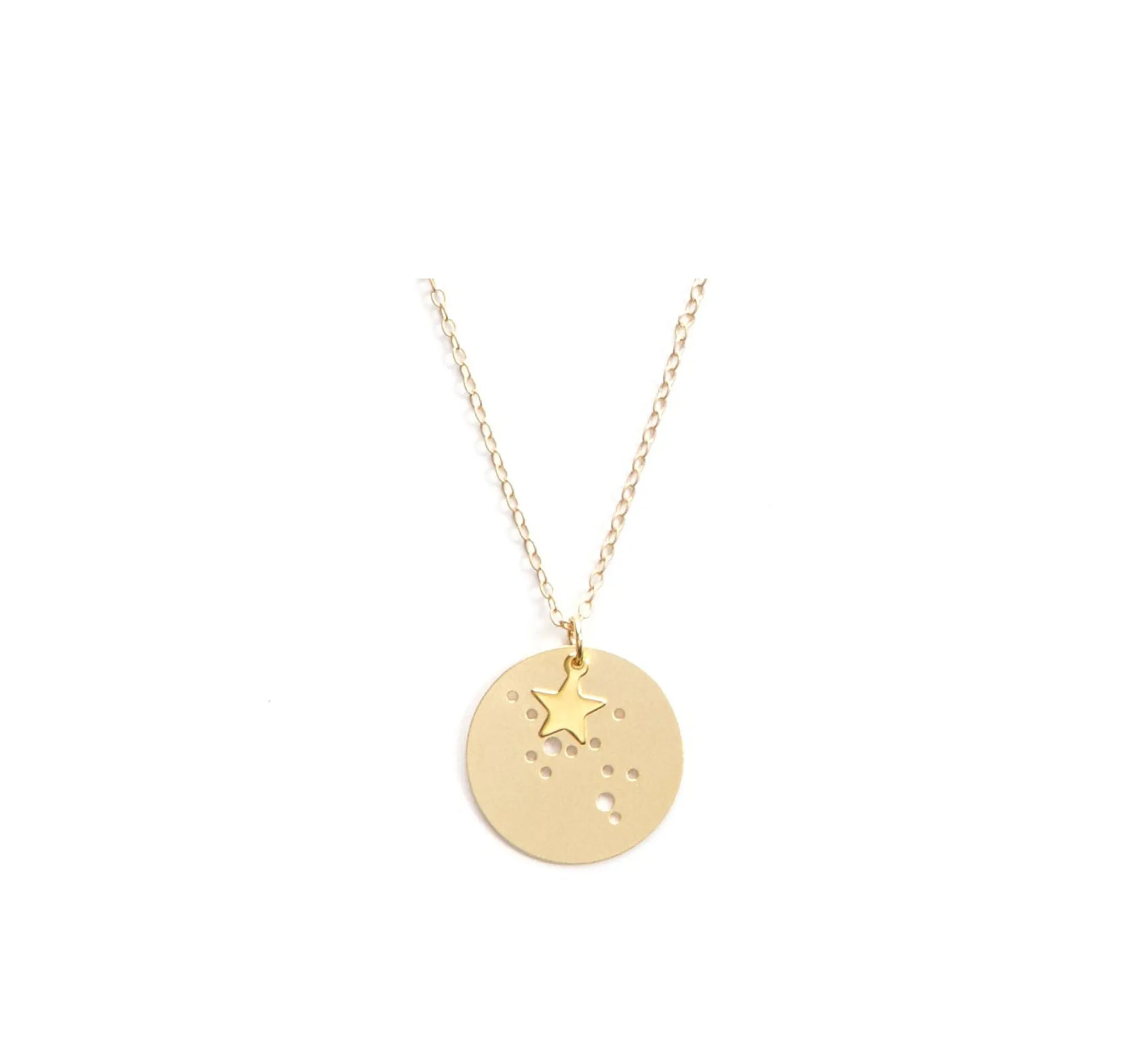 7/8" 14k Gold Dipped Zodiac Constellation Charm Necklace, All 12 Signs: Aries through Pisces