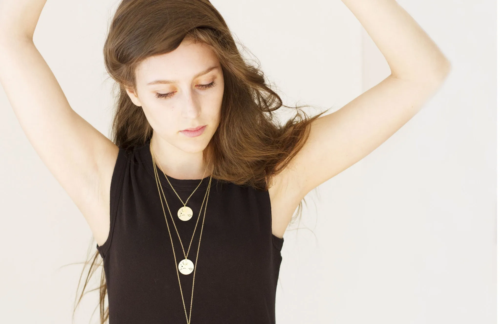 7/8" 14k Gold Dipped Zodiac Constellation Charm Necklace, All 12 Signs: Aries through Pisces
