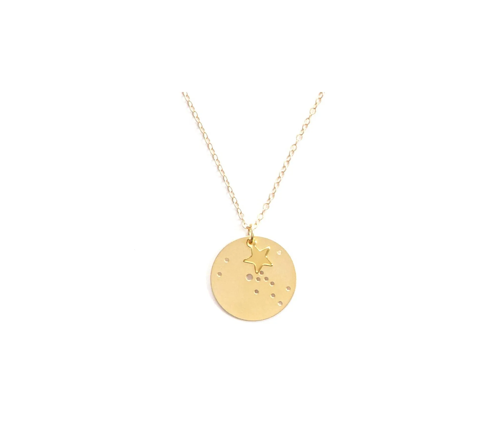 7/8" 14k Gold Dipped Zodiac Constellation Charm Necklace, All 12 Signs: Aries through Pisces