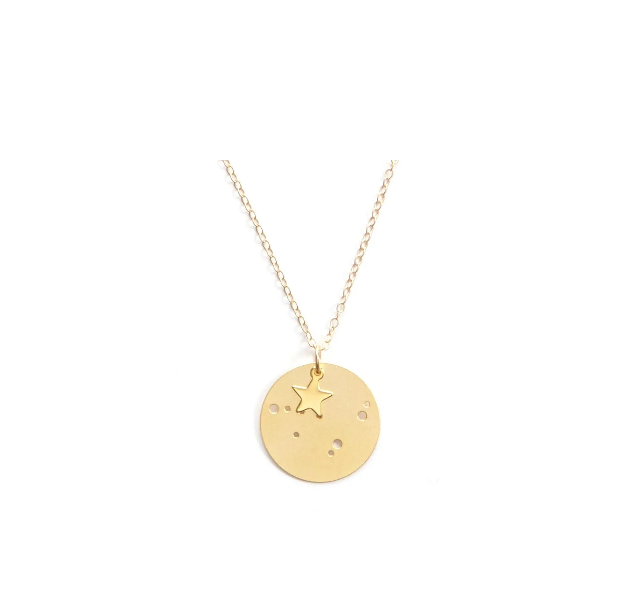 7/8" 14k Gold Dipped Zodiac Constellation Charm Necklace, All 12 Signs: Aries through Pisces