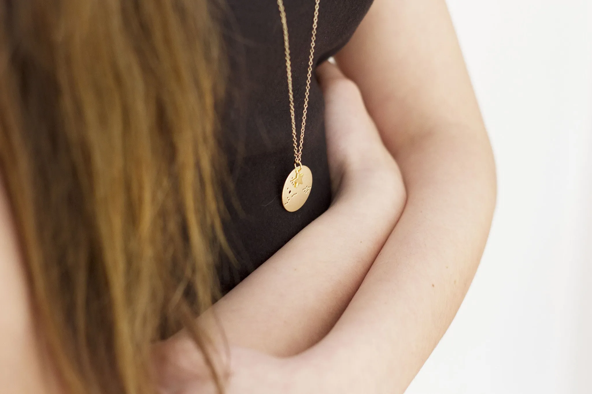 7/8" 14k Gold Dipped Zodiac Constellation Charm Necklace, All 12 Signs: Aries through Pisces