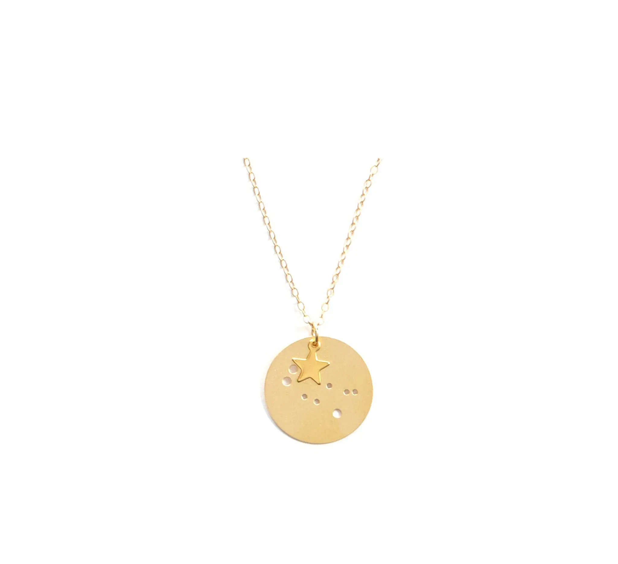7/8" 14k Gold Dipped Zodiac Constellation Charm Necklace, All 12 Signs: Aries through Pisces