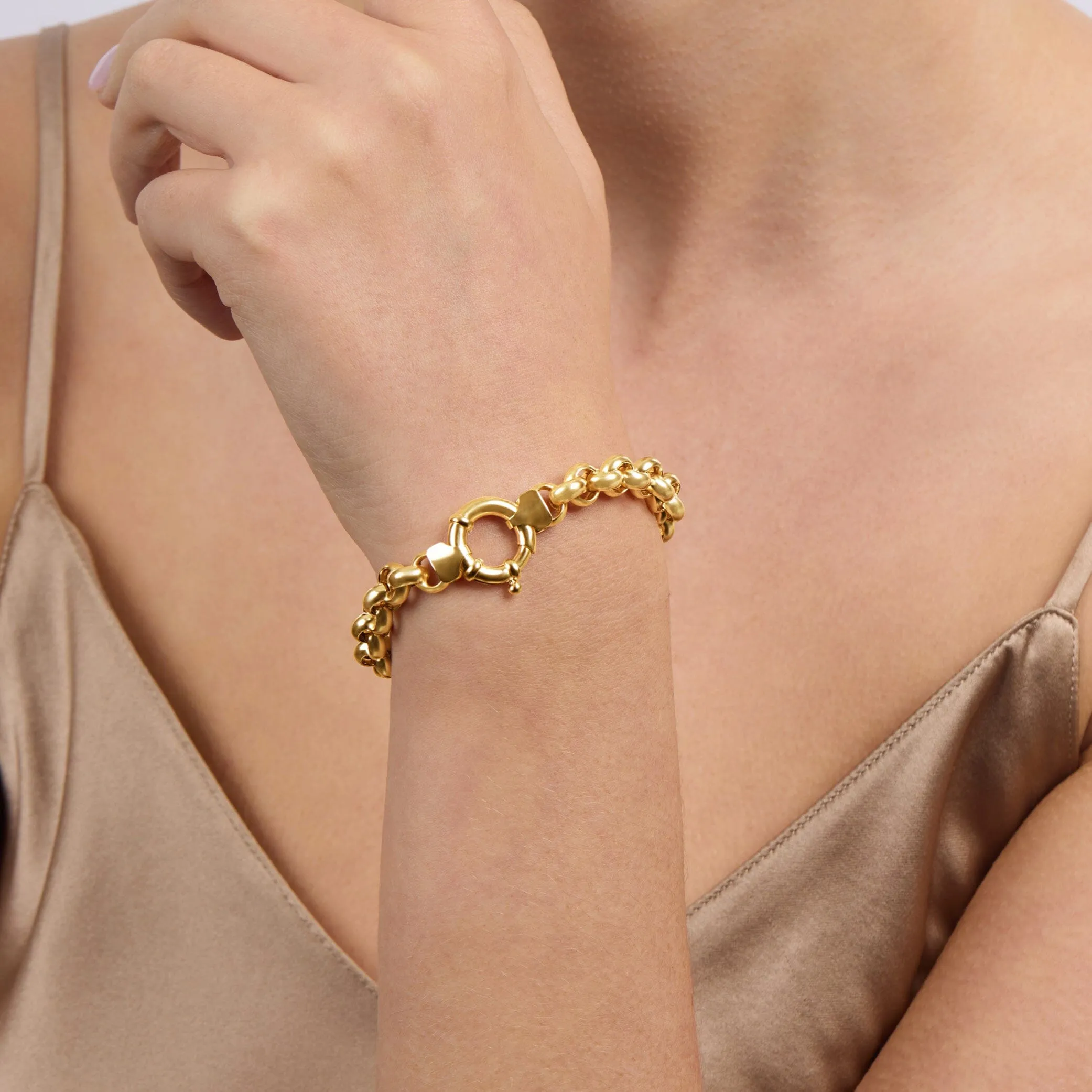 9ct Yellow Gold Silver Infused Belcher Bracelet