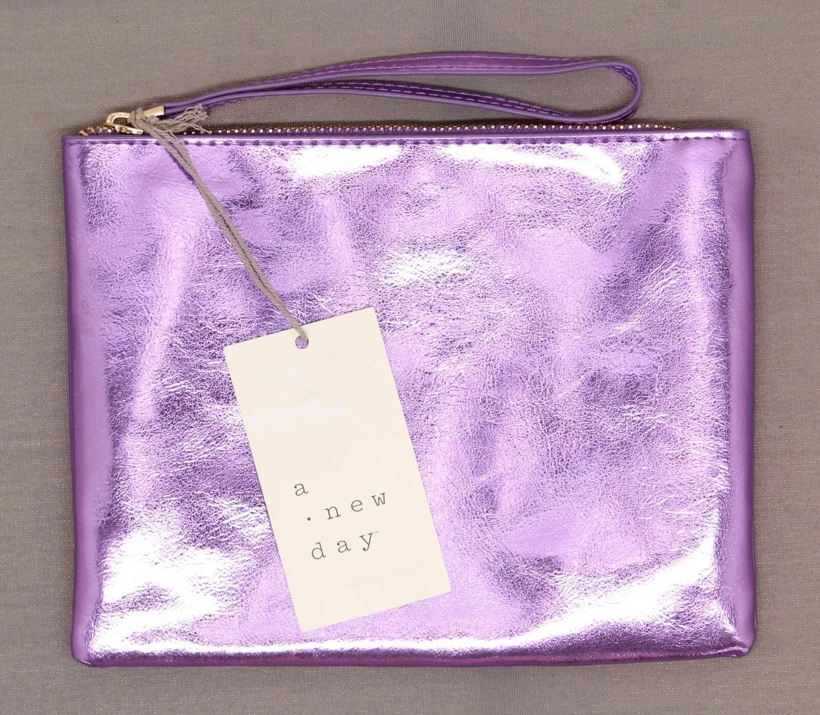 A New Day Women's Shiny Zip Wrist Strap Wristlet