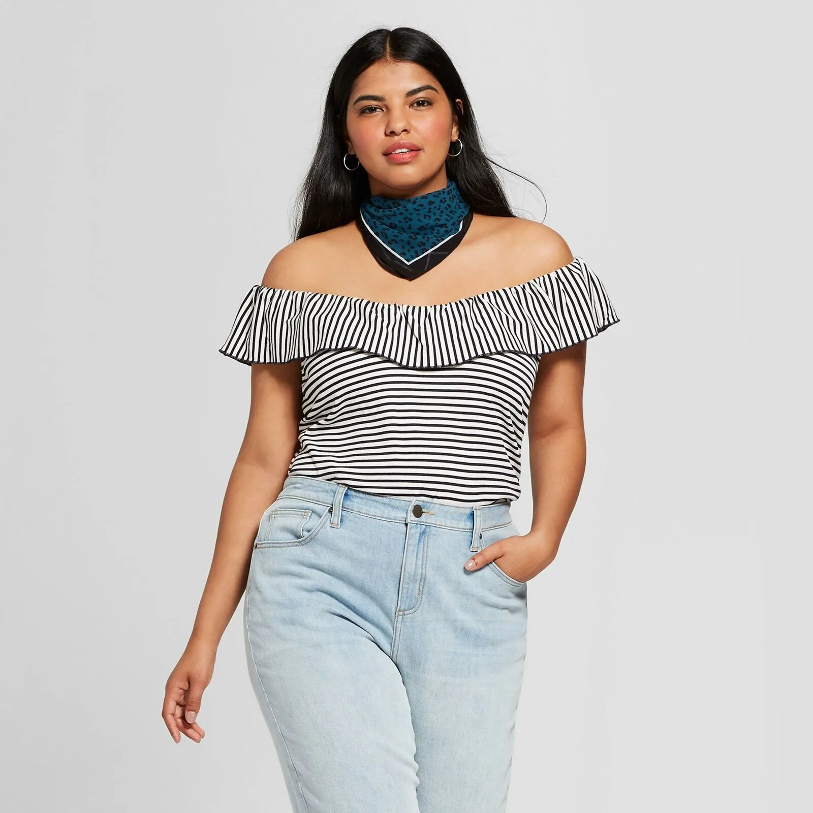 A New Day Women's Striped Off the Shoulder Sleeveless Knit Top Shirt