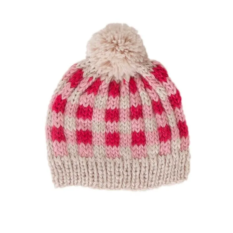 Acorn Kids Checks Beanie - Pink