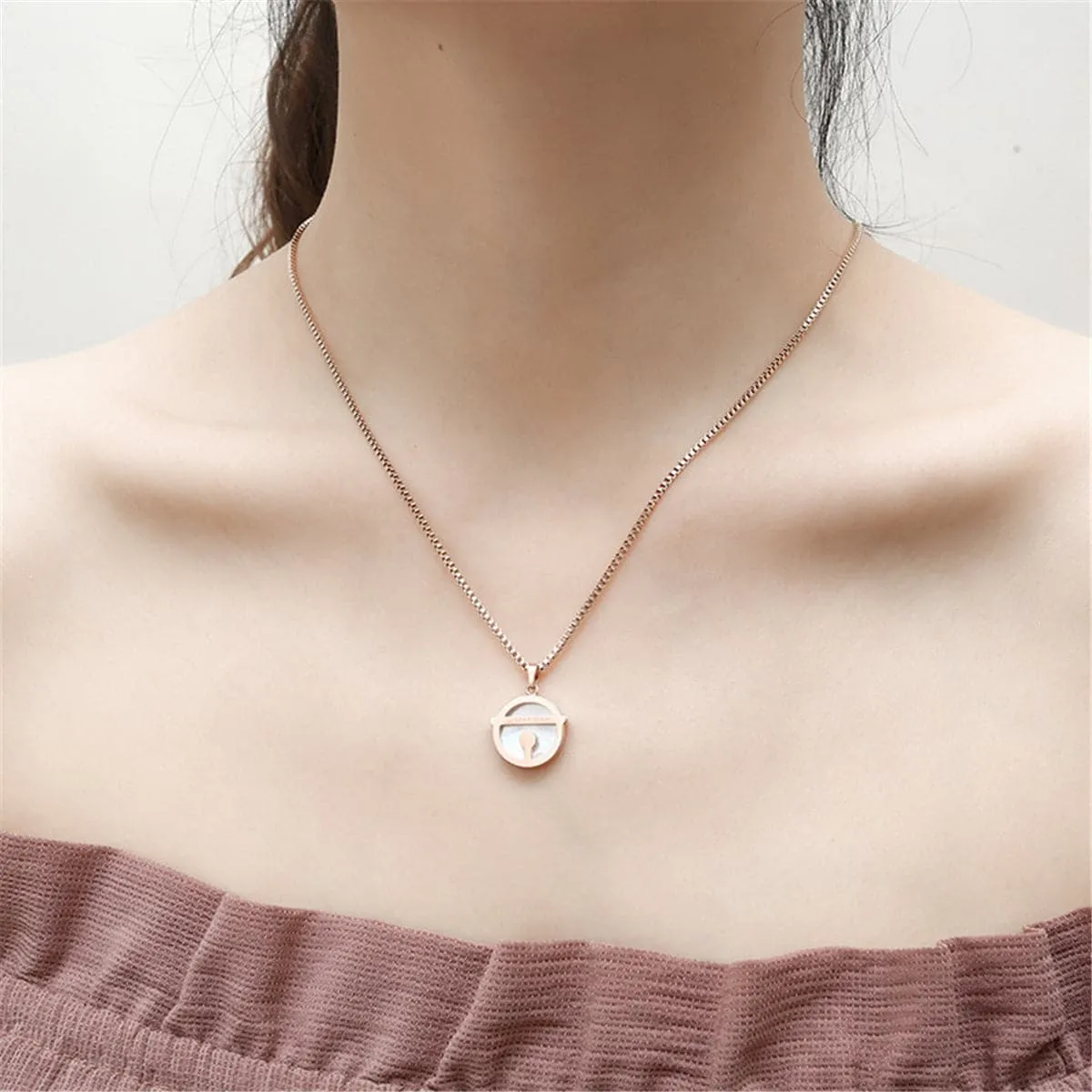 Acrylic & 18K Rose Gold-Plated Doraemon Pendant Necklace