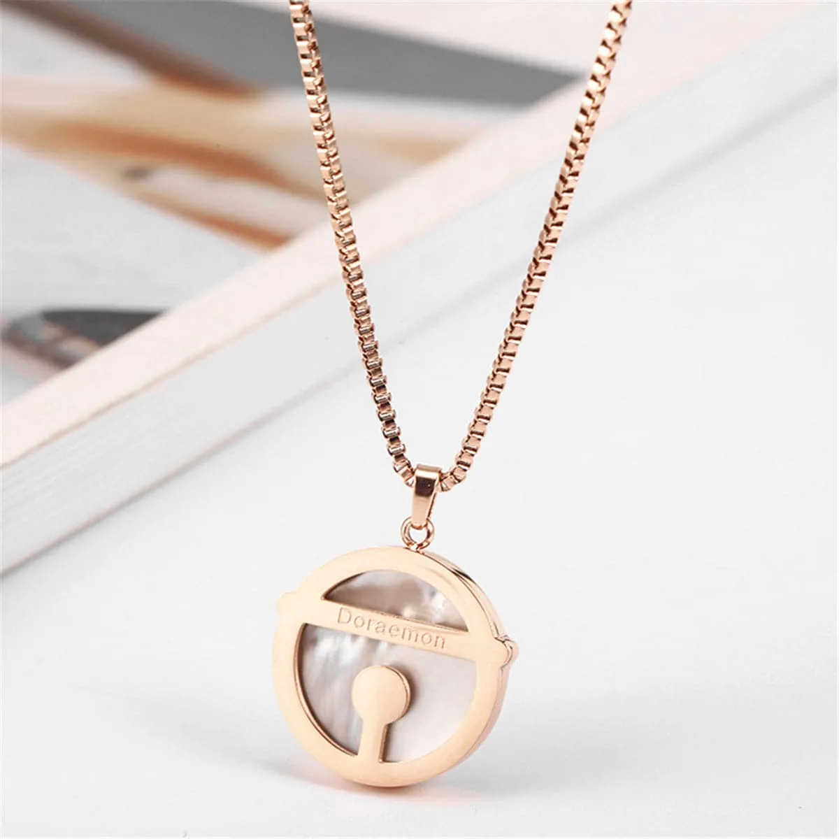 Acrylic & 18K Rose Gold-Plated Doraemon Pendant Necklace