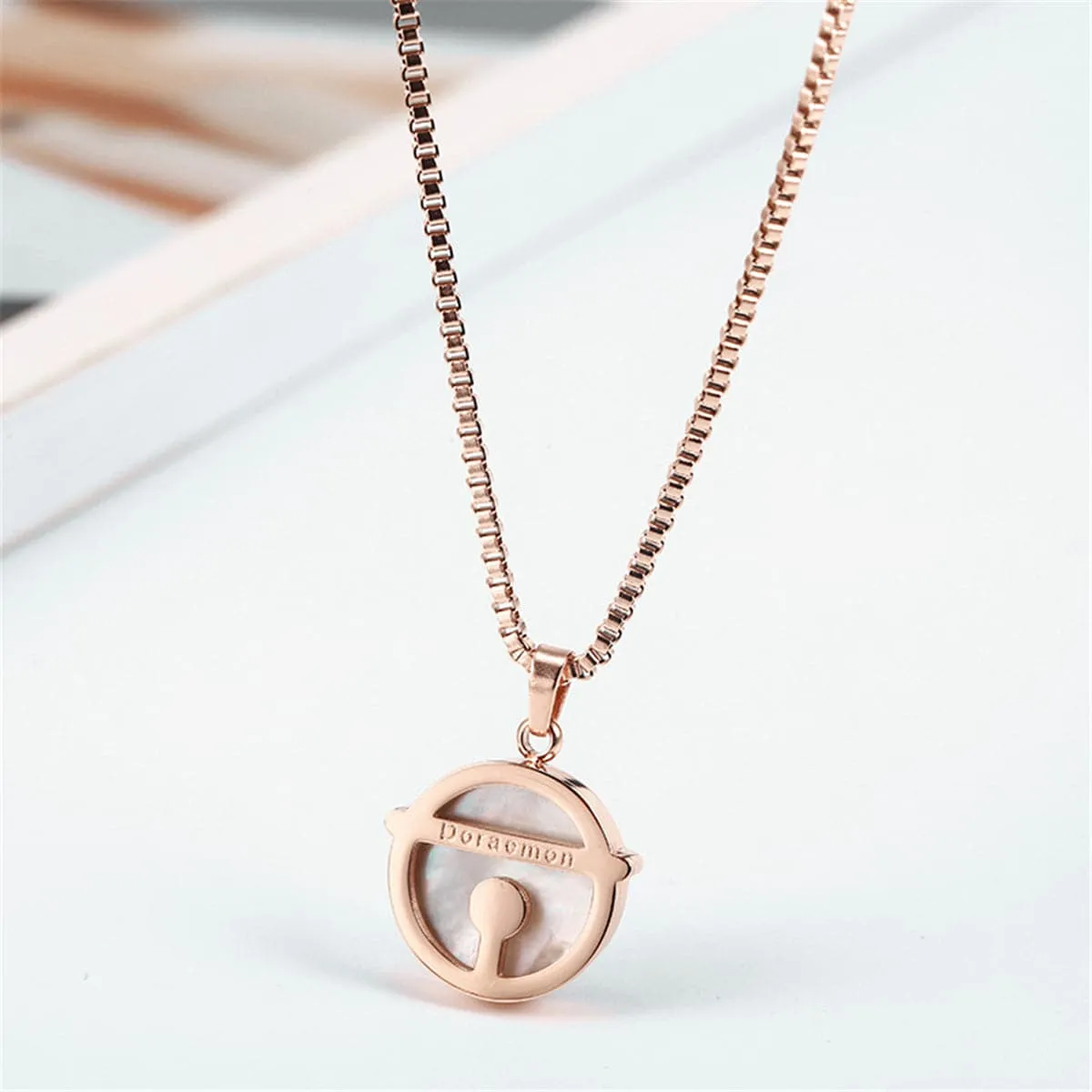Acrylic & 18K Rose Gold-Plated Doraemon Pendant Necklace