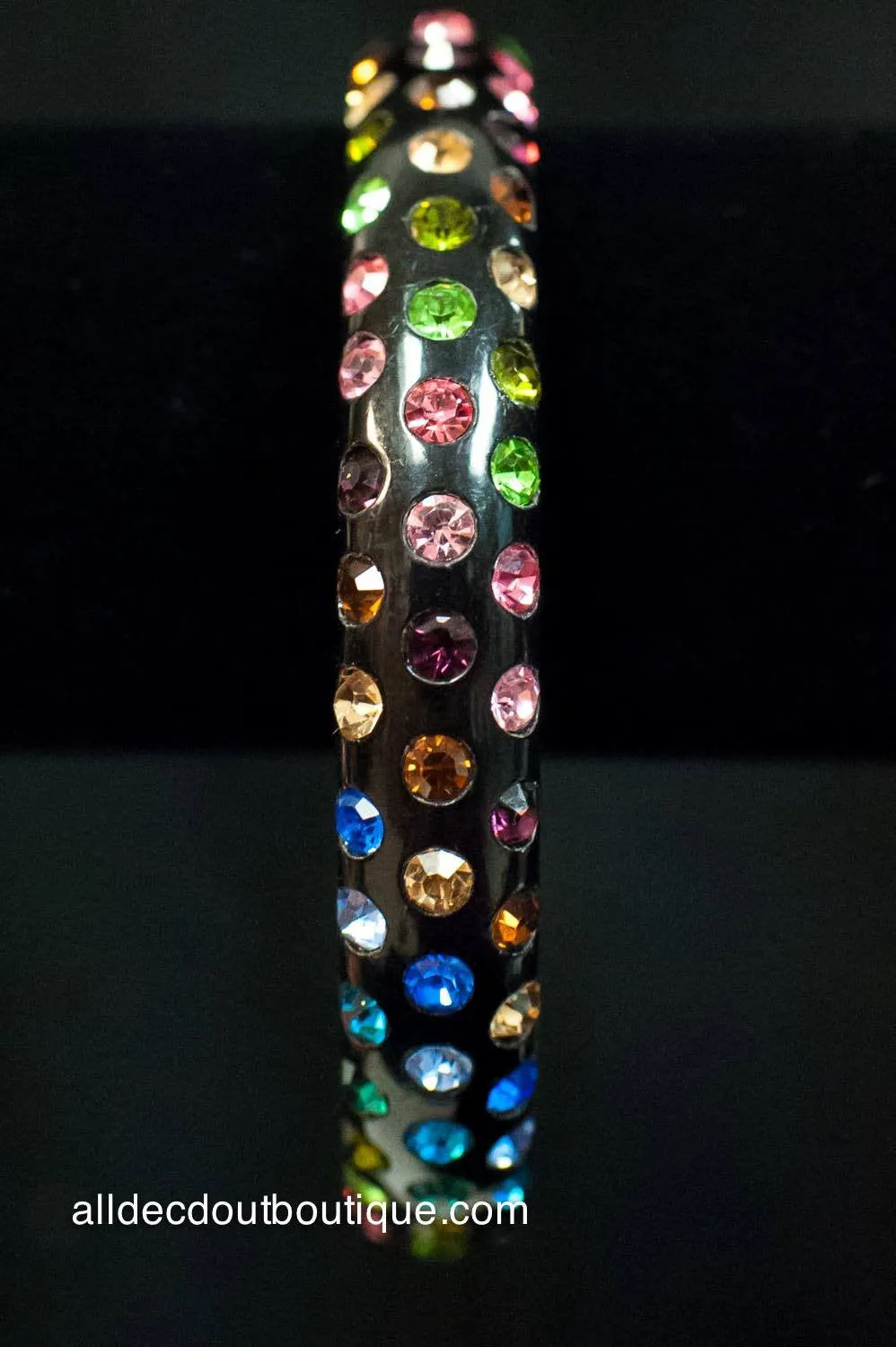 ADO | Black Lucite Thin Bangle Bracelet with Crystals