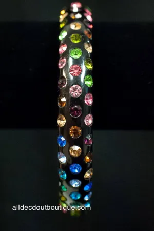 ADO | Black Lucite Thin Bangle Bracelet with Crystals