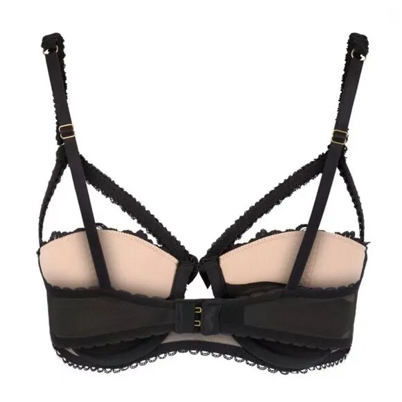 Adore Me 36C Kimmy Black Lace Balconette Push Up Bra