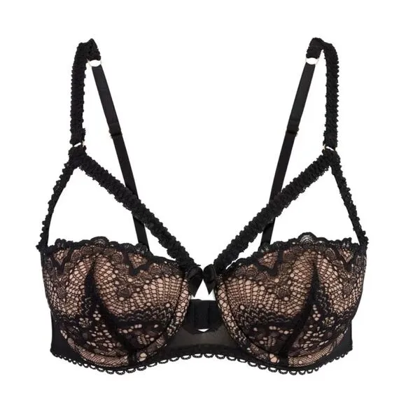 Adore Me 36C Kimmy Black Lace Balconette Push Up Bra