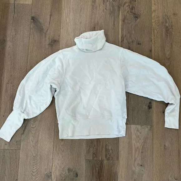 AGOLDE Extended Rib Balloon Turtleneck Off-White Sweatshirt Women's Size XS