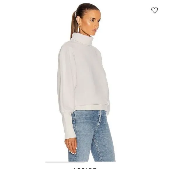 AGOLDE Extended Rib Balloon Turtleneck Off-White Sweatshirt Women's Size XS
