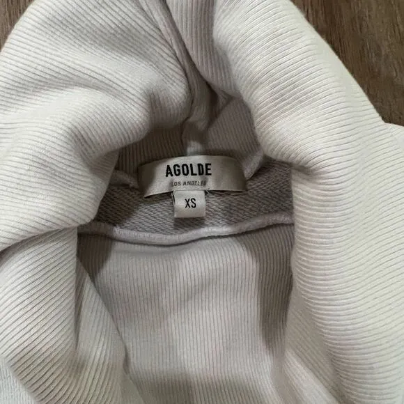 AGOLDE Extended Rib Balloon Turtleneck Off-White Sweatshirt Women's Size XS