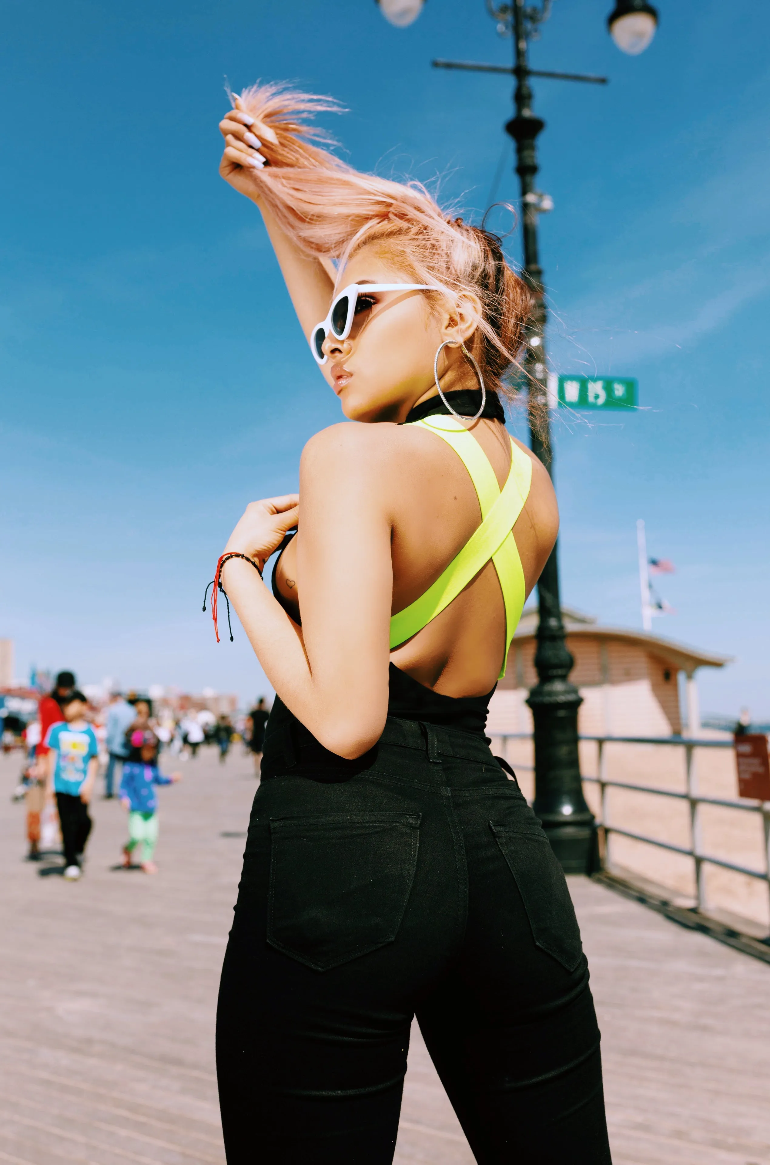 ALI HALTER NEON GREEN BODYSUIT