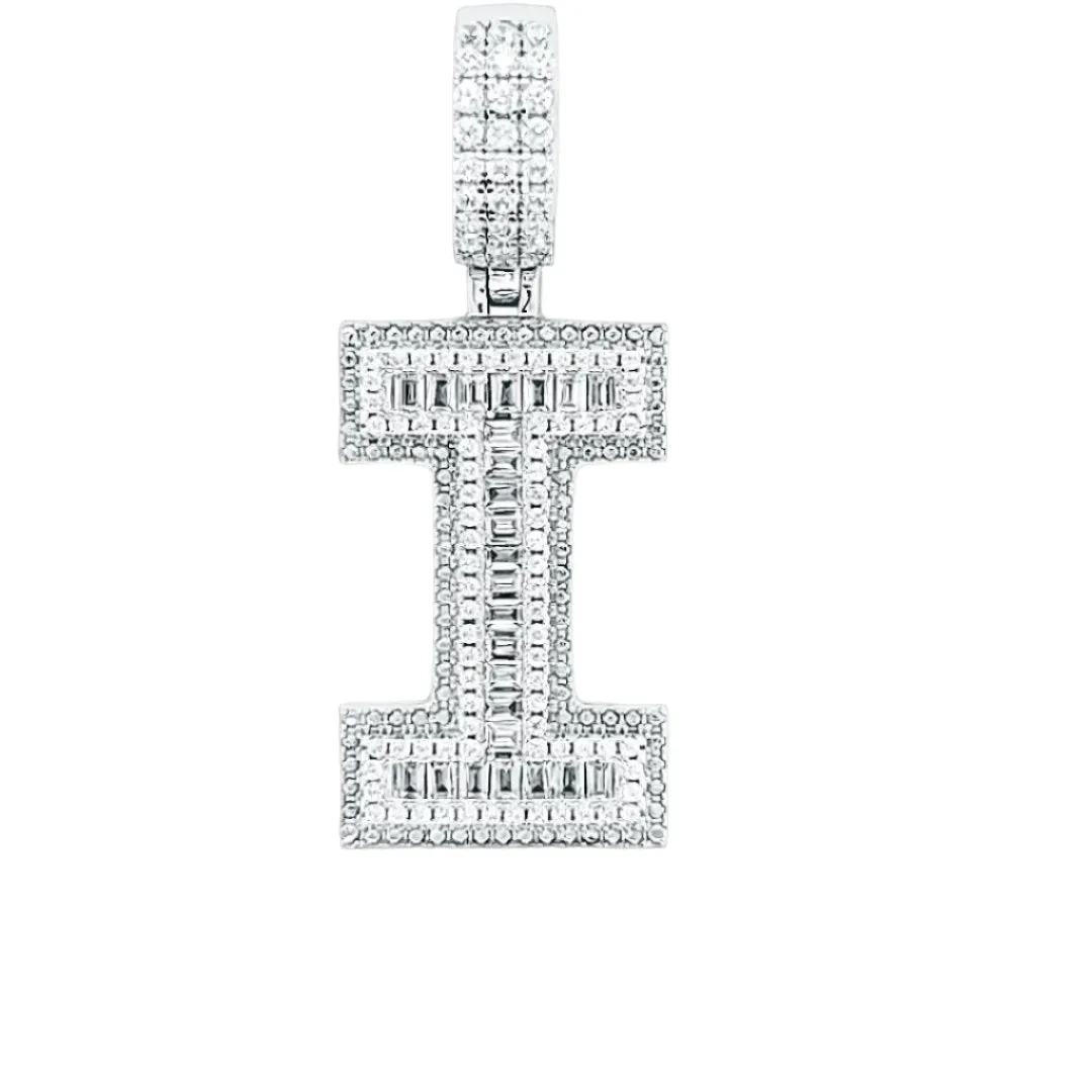 Alphabet Lab-Created Moissanite Sterling Silver Charm Pendant - M419389