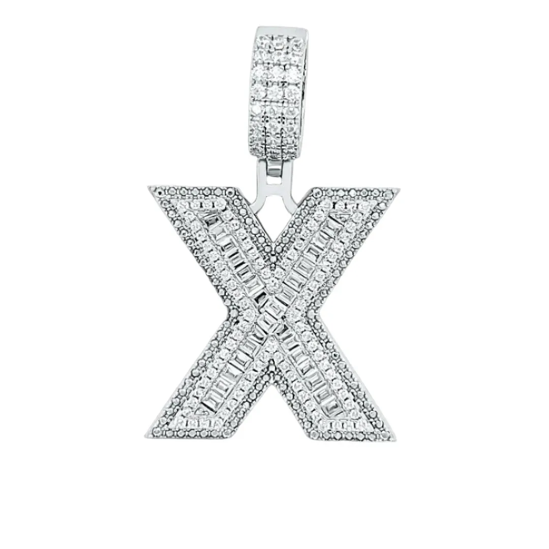 Alphabet Lab-Created Moissanite Sterling Silver Charm Pendant - M419389