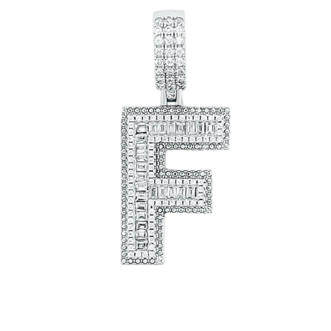 Alphabet Lab-Created Moissanite Sterling Silver Charm Pendant - M419389