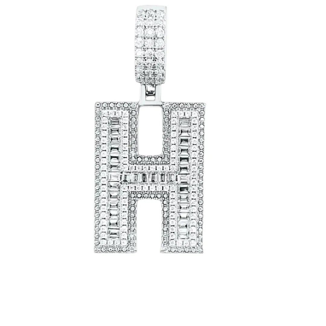 Alphabet Lab-Created Moissanite Sterling Silver Charm Pendant - M419389
